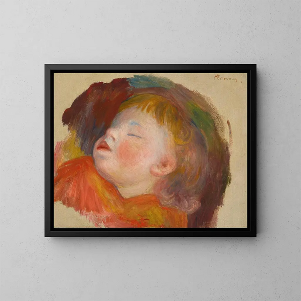 Lapsi nukkumassa - Pierre-Auguste Renoir — kehystetty taideteos seinällä