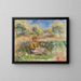 Nainen istuu maisemassa - Pierre-Auguste Renoir — kehystetty taideteos seinällä
