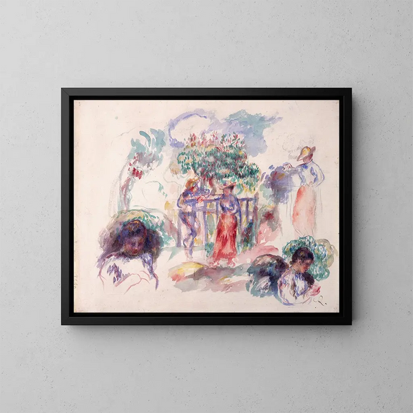 Figures sous un arbre - Pierre-Auguste Renoir — kehystetty taideteos seinällä