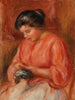 Girl Darning Femme reprisant - Pierre-Auguste Renoir — näkymä teoksesta