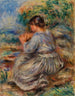 Girl Seated in a Landscape Jeune fille assise dans un jardin - Pierre-Auguste Renoir — näkymä teoksesta