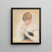 Nuori nainen kukkaa pitäen Jeanne Samaryn muotokuva - Pierre-Auguste Renoir — kehystetty taideteos seinällä