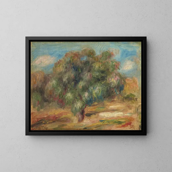 Maisema naisen puutarhassa - Pierre-Auguste Renoir — kehystetty taideteos seinällä