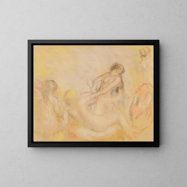 Les Baigneuses au crabe I - Pierre-Auguste Renoir — kehystetty taideteos seinällä