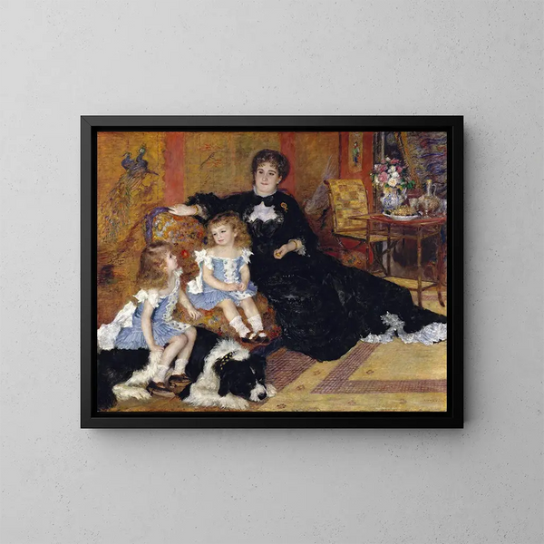 Madame Georges Charpentier, Marguerite-Louise Lemonnier ja hänen lapsensa Georgette-Berthe ja Paul-Émile-Charles - Pierre-Auguste Renoir — kehystetty taideteos seinällä