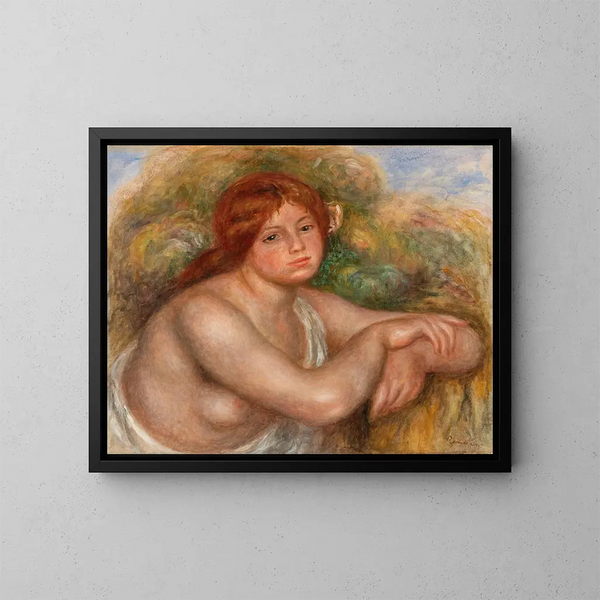 Muotokuva naisesta, naisen pää - Pierre-Auguste Renoir — kehystetty taideteos seinällä