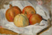 Pommes, päärynä ja granaattiomena kangasliinalla - Pierre-Auguste Renoir — näkymä teoksesta