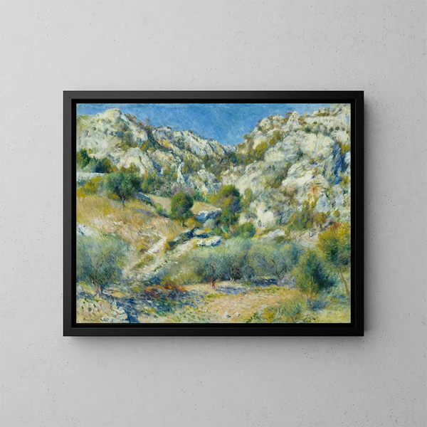 Rochers à l'Estaque - Pierre-Auguste Renoir — kehystetty taideteos seinällä
