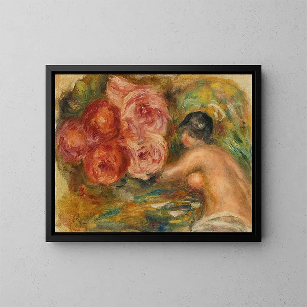 Ruusut ja Gabriellen tutkimus - Pierre-Auguste Renoir — kehystetty taideteos seinällä
