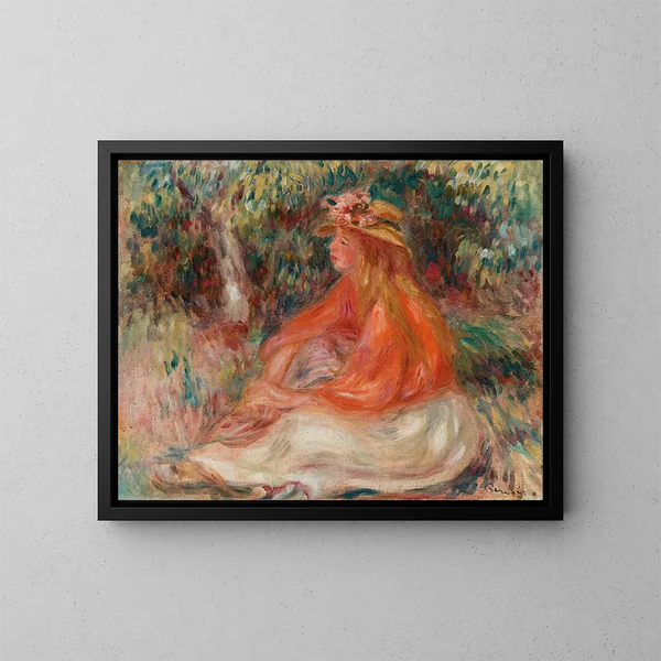 Nainen istuu - Pierre-Auguste Renoir — kehystetty taideteos seinällä