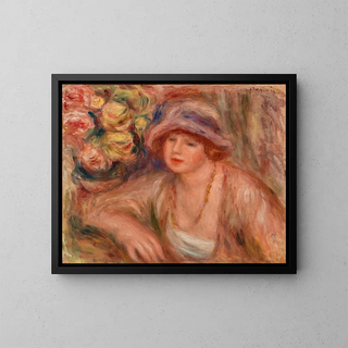Nainen nojaten - Pierre-Auguste Renoir — kehystetty taideteos seinällä