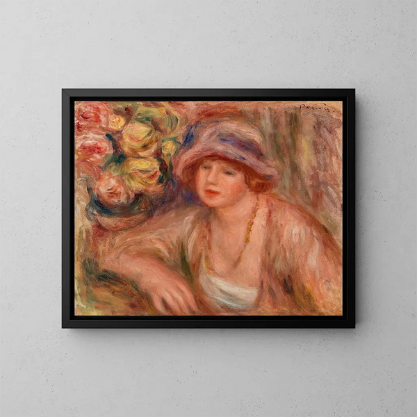 Nainen nojaten - Pierre-Auguste Renoir — kehystetty taideteos seinällä