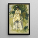 Nainen seisoo puun lähellä - Pierre-Auguste Renoir — kehystetty taideteos seinällä