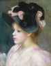 Nuori tyttö roosa- ja mustapipossa - Pierre-Auguste Renoir — näkymä teoksesta
