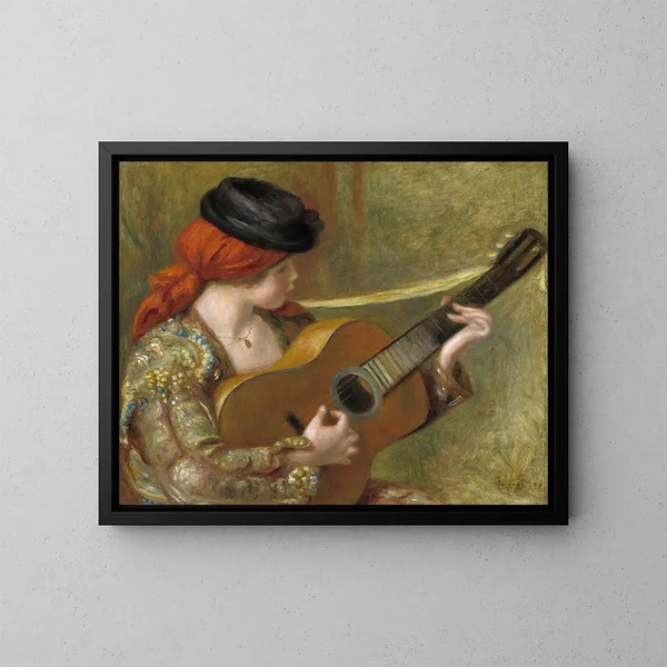 Nuori espanjalainen nainen kitaran kanssa - Pierre-Auguste Renoir — kehystetty taideteos seinällä