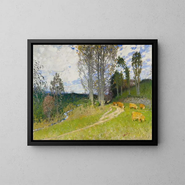 La montée au pâturage - Pierre-Eugène Montzin — kehystetty taideteos seinällä