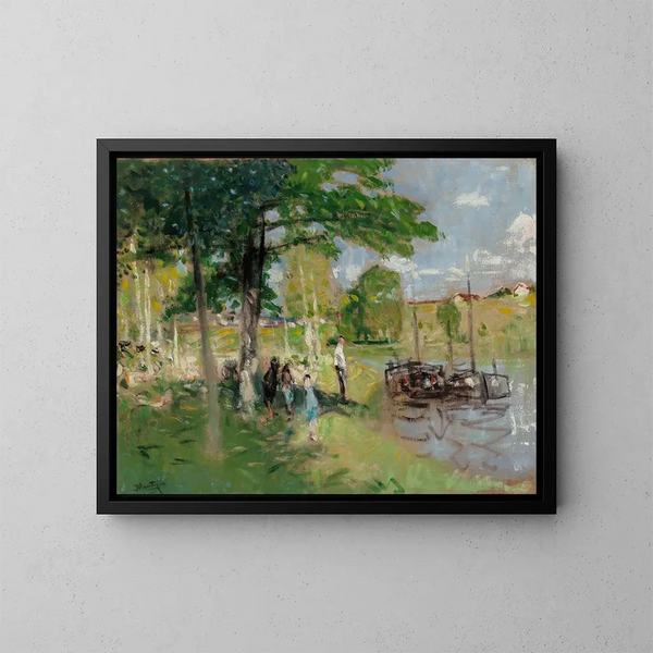 Péniches à Saint-Mammes - Pierre-Eugène Montzin — kehystetty taideteos seinällä