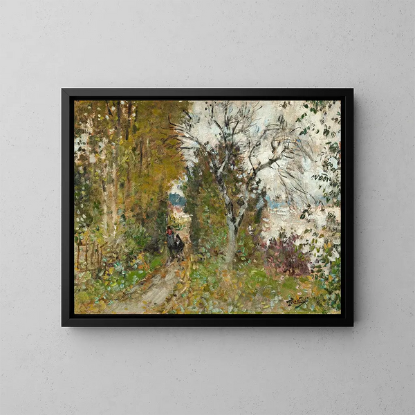 Promenade au bord de l'eau - Pierre-Eugène Montzin — kehystetty taideteos seinällä