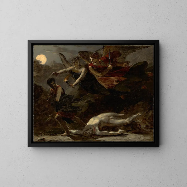 Justice et Vengeance divine poursuivant le Crime - Pierre-Paul Prud'hon — kehystetty taideteos seinällä