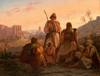 La prière du soir des bergers dans les ruines du théâtre d'Hérode Atticus au pied de l'Acropole d'Athènes - Pierre Bonirote — näkymä teoksesta