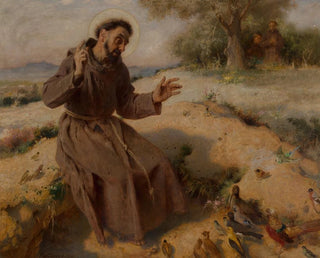 Saint François prêchant aux oiseaux - Pierre Jean Van der Ouderaa — näkymä teoksesta