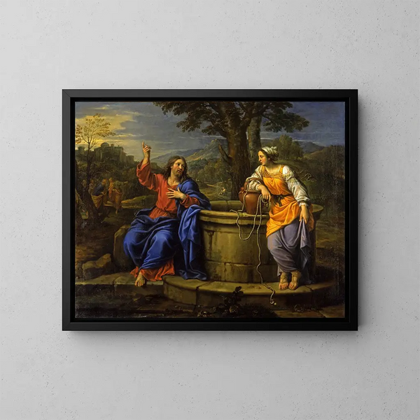 Le Christ et la femme de Samarie - Pierre Mignard — kehystetty taideteos seinällä
