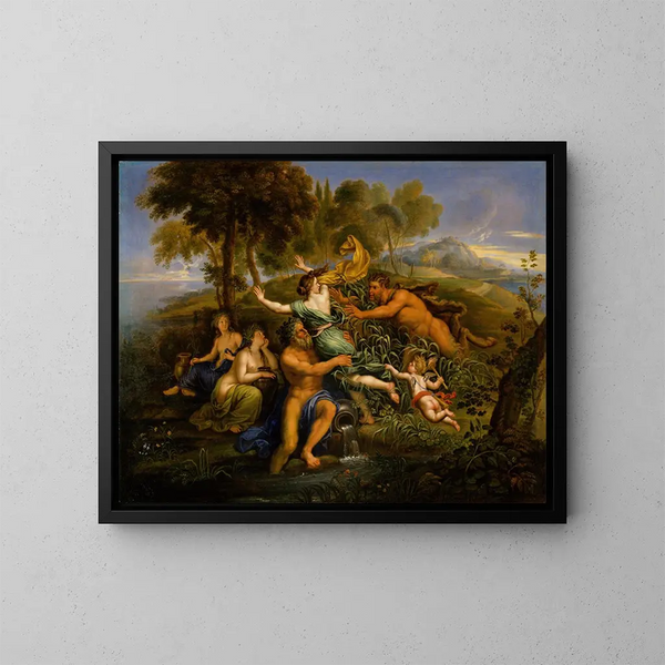 Pan et Syrinx - Pierre Mignard — kehystetty taideteos seinällä