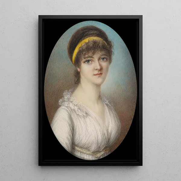 Jeune femme au ruban jaune dans les cheveux - Pierre Nicolas Violet — kehystetty taideteos seinällä