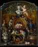 Nature morte avec des récipients en argent et en or, des fruits et des fleurs - Pierre Nicolas Huilliot — näkymä teoksesta