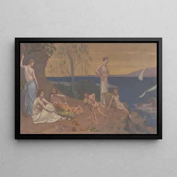 Hellä Maalaus Miellyttävä maa - Pierre Puvis de Chavannes — kehystetty taideteos seinällä