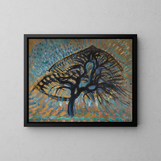 Pointillisme de l'arbre à pommes - Piet Mondrian — kehystetty taideteos seinällä