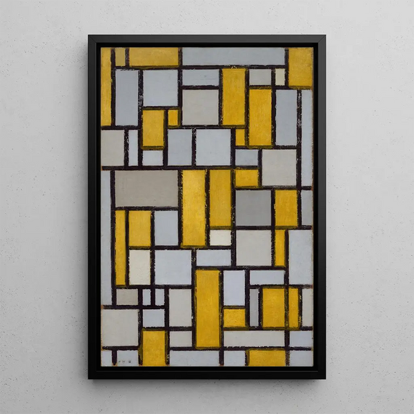 Koostumus ruudukolla 1 - Piet Mondrian — kehystetty taideteos seinällä