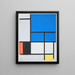 Composition avec un grand avion bleu, rouge, noir, jaune et gris - Piet Mondrian — kehystetty taideteos seinällä