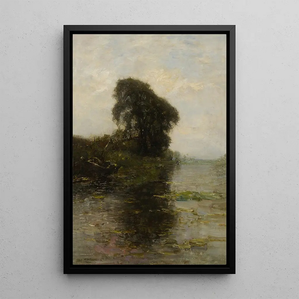 Maatila Landzicht kirkkaan sinisen taivaan alla - Piet Mondrian — kehystetty taideteos seinällä