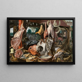 Pieter Aertsen - A Meat Stall with the Holy Family Giving Alms The Butchers Stall.webp