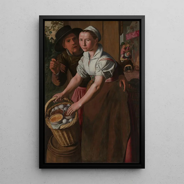 Kukat maljakossa - Pieter Aertsen — kehystetty taideteos seinällä