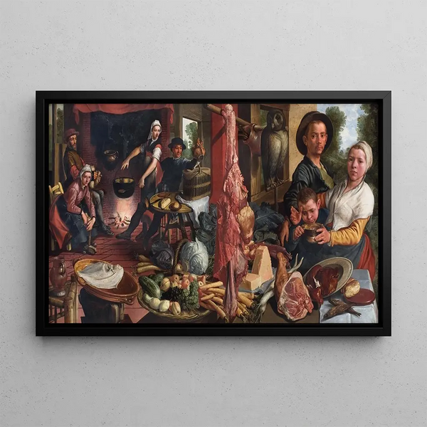 La Cuisine grasse, une allégorie - Pieter Aertsen — kehystetty taideteos seinällä