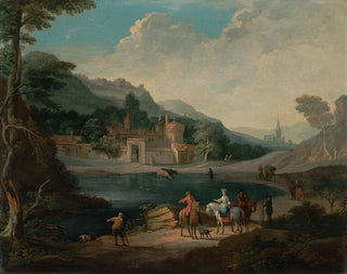 Pieter Bout - An elegant couple beside a lake.webp