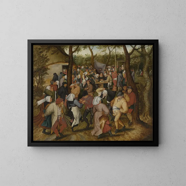 Vihkikansan tanssi ulkona - Pieter Brueghel nuorempi — kehystetty taideteos seinällä