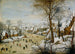 Talvimaisema maalaus linnunpyyntiä - Pieter Brueghel nuorempi — näkymä teoksesta