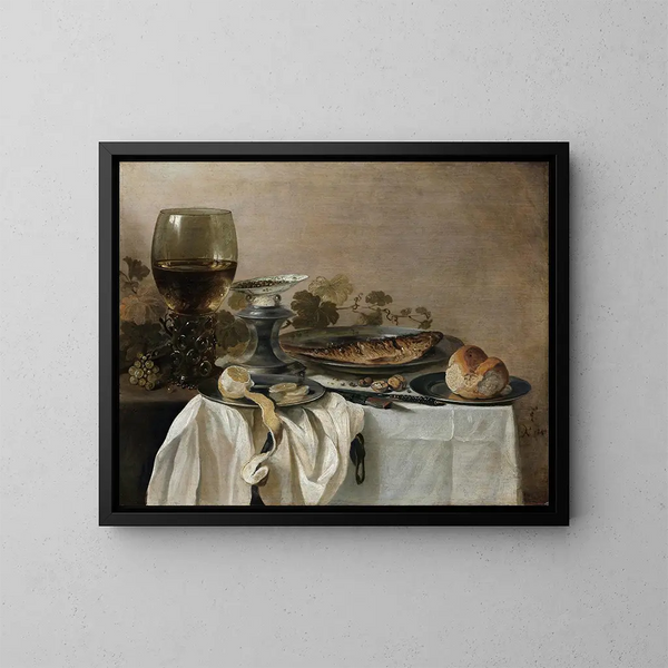 Luontokuva kalalla - Pieter Claesz — kehystetty taideteos seinällä