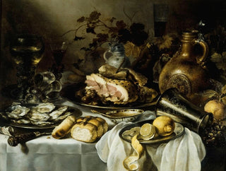 Luontokuva kuolleesta luonnosta kinkun kanssa - Pieter Claesz — näkymä teoksesta