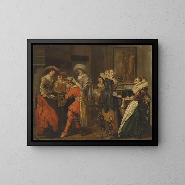 Elegantti seuraelämä sisätiloissa - Pieter Codde — kehystetty taideteos seinällä