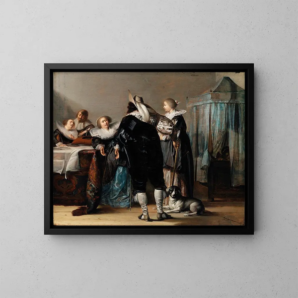 sisätiloista figuureilla - Pieter Codde — kehystetty taideteos seinällä