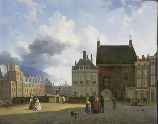 La Porte de la Prison et la Plaats à La Haye - Pieter Daniel van der Burgh — näkymä teoksesta