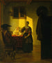 Pariskunta pelaamassa korttia palvelijan kanssa - Pieter de Hooch — näkymä teoksesta