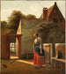 Une femme de ménage avec un seau dans une cour arrière - Pieter de Hooch — näkymä teoksesta