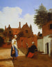 Cour de Delft le soir, une femme filant - Pieter de Hooch — näkymä teoksesta