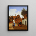 Cour de Delft le soir, une femme filant - Pieter de Hooch — kehystetty taideteos seinällä