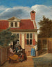Henkilöhahmot pihalla talon takana - Pieter de Hooch — näkymä teoksesta